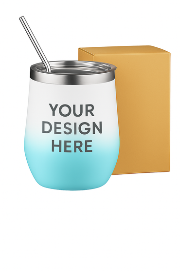 Custom-White to Teal-Gradient Wine Tumbler