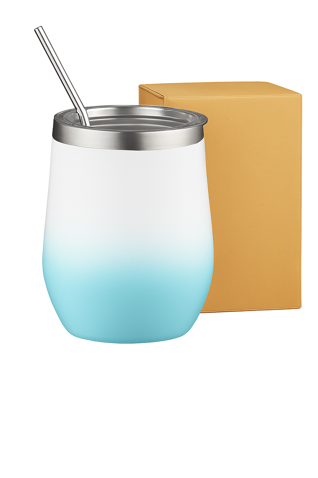 Custom-White to Teal-Gradient Wine Tumbler