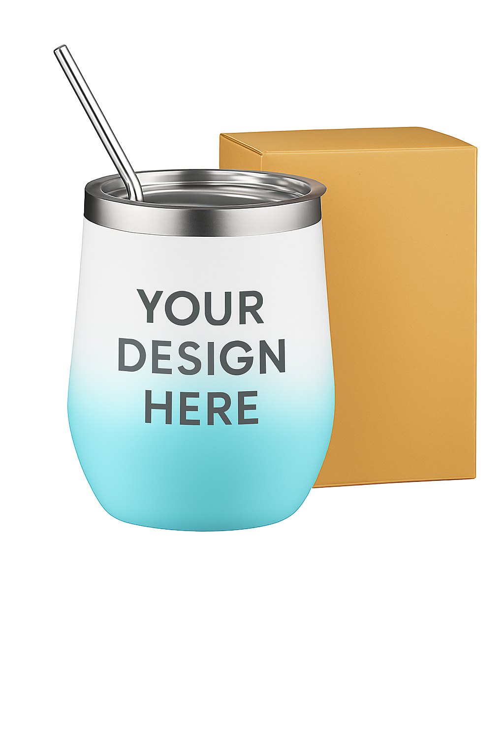 Custom-White to Teal-Gradient Wine Tumbler